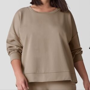 Eileen Fisher Women's Lightweight Ponte Boxy Top Sz XL Casual Cozy Drapes Tan